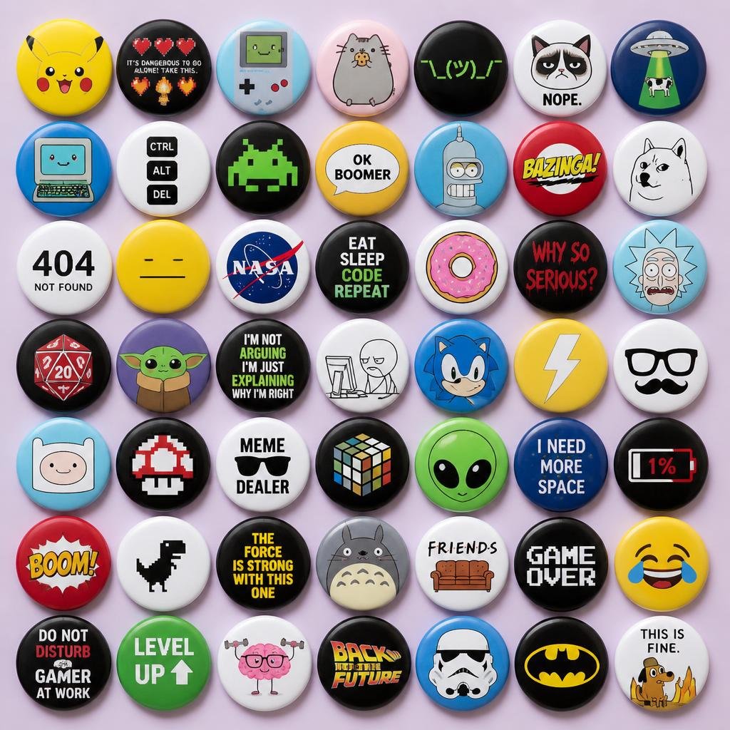 Artes para bottons da categoria Memes & Geek